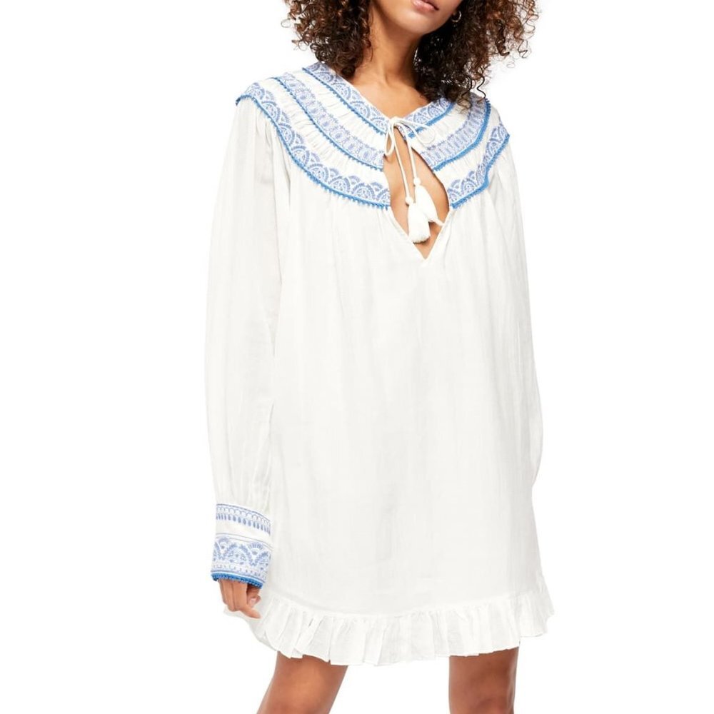 NWT Free People Erin Embroidered Dress Ivory Combo Small S